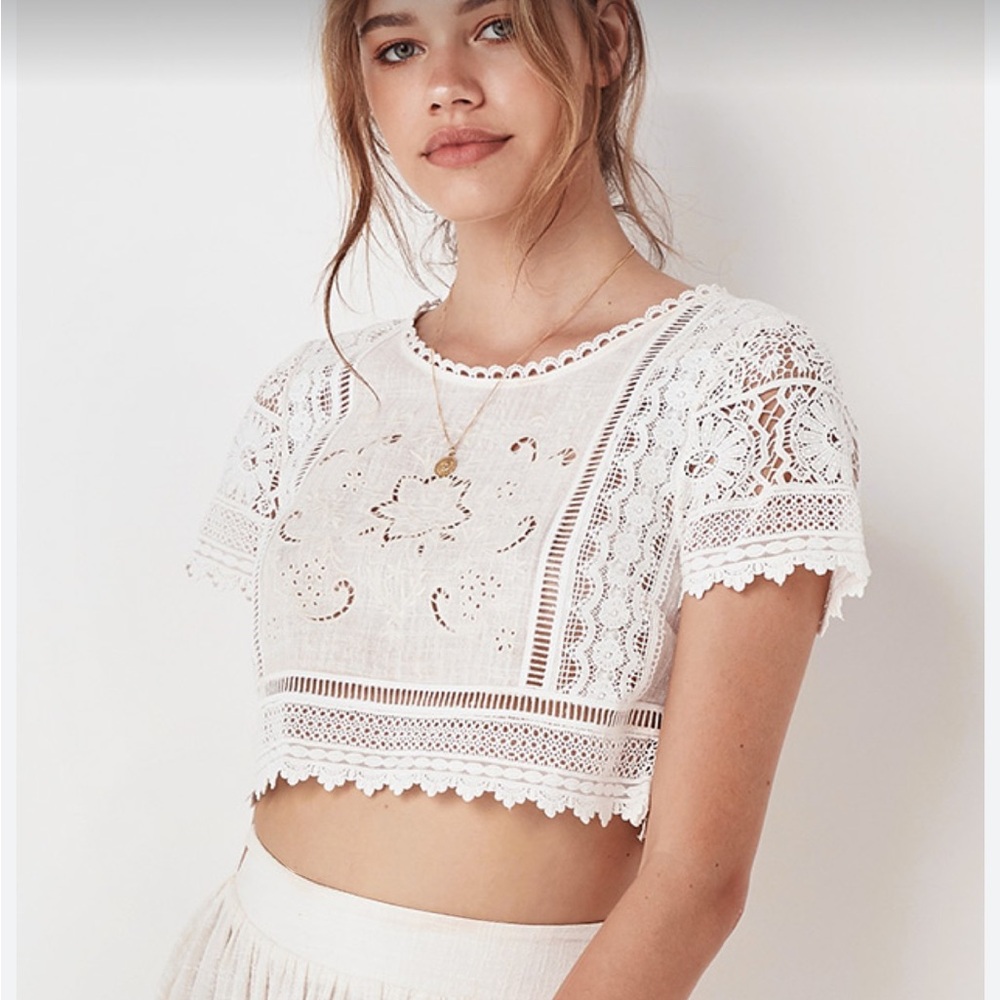Spell and the Gypsy collective design Abigail lace crop crochet top blouse shirt - Picture 5 of 17